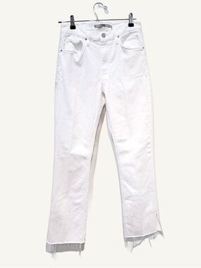 Hudson Barbara High Rise Slim Split Hem Jeans White 30
